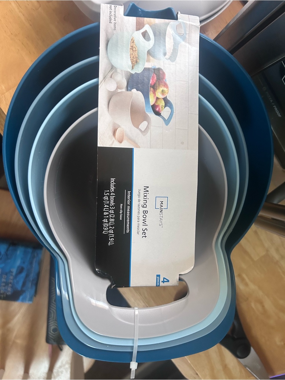 Mainstays Blue Gradient Nesting Mixing Bowl Set - 4 Piece